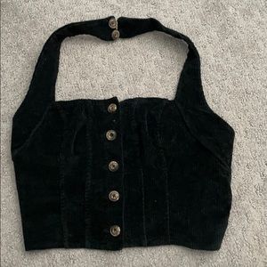 Black haltered crop top